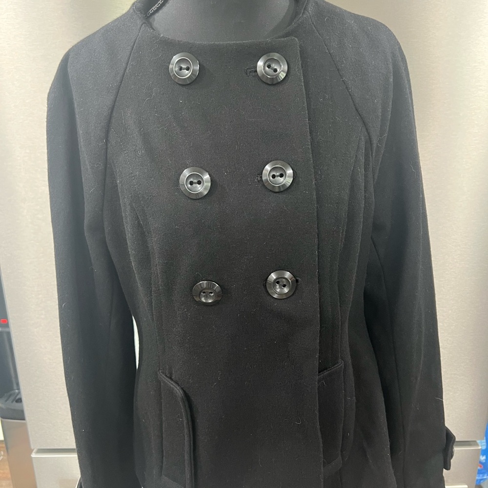 Mossimo Black Double-Breasted Jacket Wool Coat - image 1